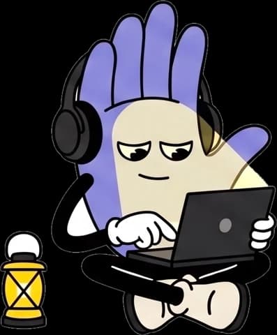 A tester in headphones typing on a laptop.